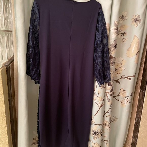 Sequin 3/4 Sleeve Sparkly Midi Dress Crewneck navy blue size XL - Picture 3 of 4